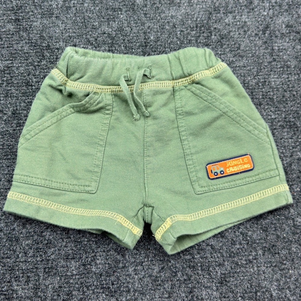 Just One Year Carter's Baby Boy Green Jungle Cruising Cotton Shorts 3M